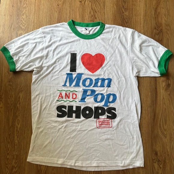 Other - Vintage 90s Los Angeles County "I Love Mom and Pop Shops" graphic ringer tee